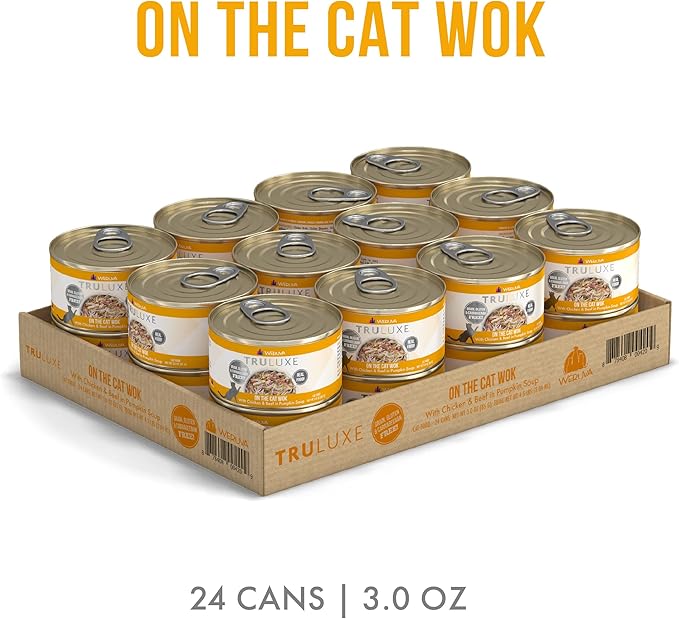 Weruva Truluxe Cat Food, On The Cat Wok with Chicken Breast &amp; Beef in Pumpkin Soup, 3Oz Can (Pack of 24)