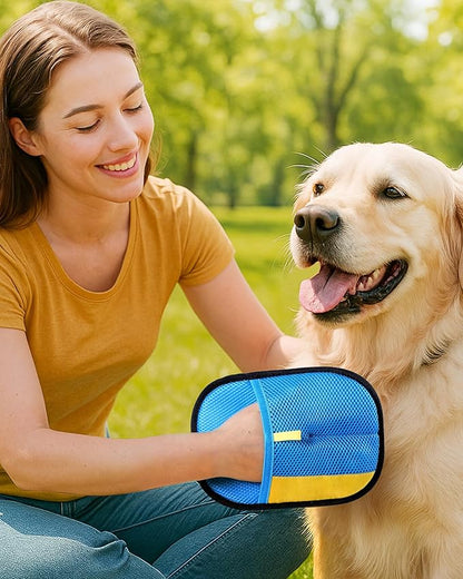 2025 Thickened Electrostatic Pet Hair Removal Gloves (2 Pcs) - Reusable Strong Grooming Gloves for Cats &amp; Dogs, Hair Remover for Couch, Furniture, Carpet, Car Seats &amp; Clothing (Blue)