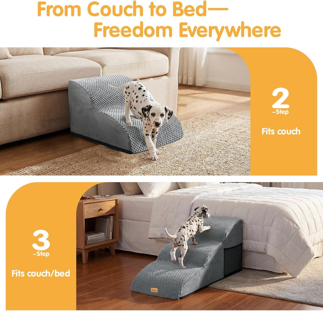 Foam Dog Stairs for Small Dogs &amp; Cats Non Slip Pet Steps 2 Tier