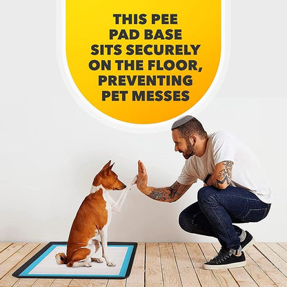 TidyFriend Dog Pee Pad Holder Tray Fits for 24” x 24” Wee Wee Pee Pads - Stable Grip, Raised Edges, Quick-Wipe Silicone Surface Dog Potty Tray Holder for Indoor Flooring Protection (Black)