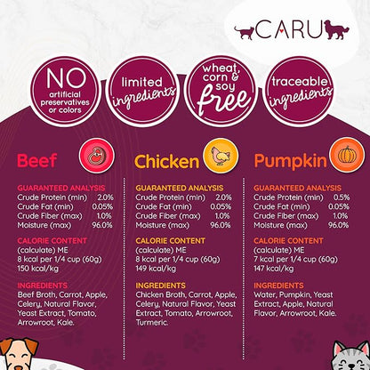 CARU - Daily Dish Pumpkin Broth Meal Topper for Dogs &amp; Cats - Savory Pour-Over Broth - 1.1 lbs.