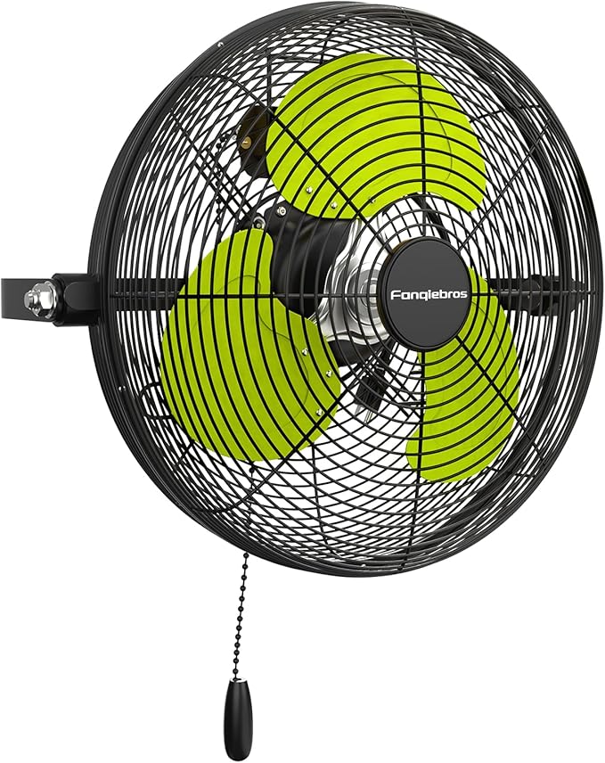 12 IN High Velocity Wall Mount Fan, 3 Speed Industrial Wall Fan with Sealed Motor, 2500 CFM Adjustable Air Circulator for Garage, Commercial, Greenhouse, Warehouse &amp; Gazebo Use, UL Listed