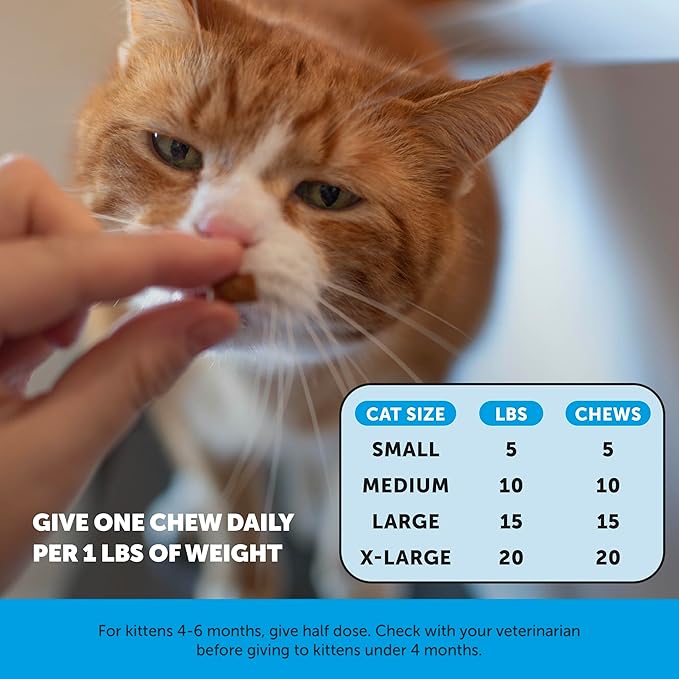 Cat Skin &amp; Coat Health Crunchy &amp; Creamy Chews - Omegas, Vitamin C + E, Biotin Supplement, Soothes Skin and Promotes Shiny Coat, Cat Supplements &amp; Vitamins - Chicken (30-Day Supply)