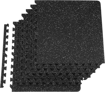 VEVOR 6PCS 0.56 inch Thick Gym Floor Mats, 25" x 25" EVA Foam &amp; Rubber Top Interlocking Workout Floor Mats with 24 sq.ft Coverage, Waterproof Exercise Puzzle Flooring for Gym, Home, Garage, Basement