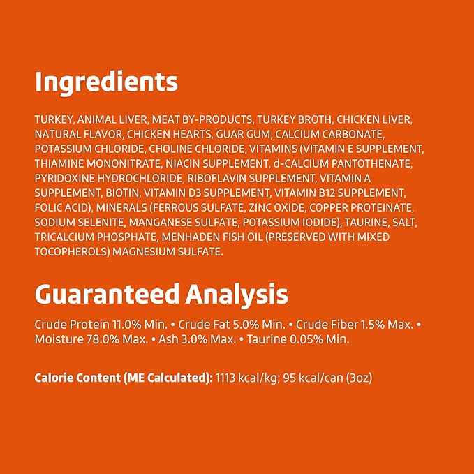 Amazon Brand - Wonder Bound Canned Wet Cat Food (Turkey &amp; Giblet Dinner Paté), No Artificial Flavors, Adult Recipe, 3 Ounce (Pack of 24)