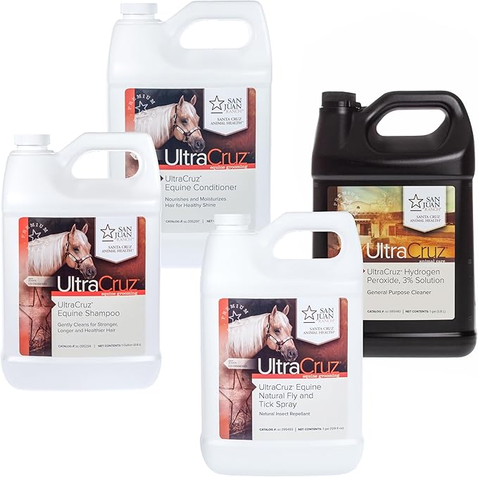 UltraCruz® Equine Shampoo, Conditioner, Hydrogen Peroxide, Fly &amp; Tick Spray, 1 Gallon Each