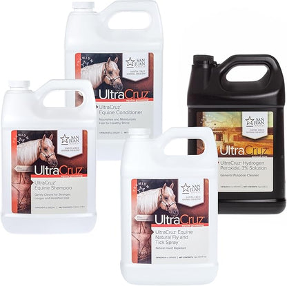 UltraCruz® Equine Shampoo, Conditioner, Hydrogen Peroxide, Fly &amp; Tick Spray, 1 Gallon Each