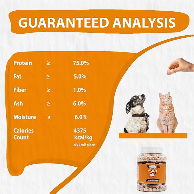 Freeze-Dried Salmon Treats for Cats &amp; Dogs – 100% Wild Caught, Single Ingredient, High-Protein, Healthy Snack – No Additives or Preservatives – 1.4oz - Inspected &amp; Tested in USA