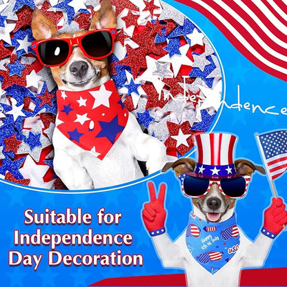 Abbylike 200 Pcs Patriotic Dog Bandanas Bulk Labor Day Bandanas for Dogs Triangle Kerchief Scarf Set for Puppy Small Medium Large Workers&