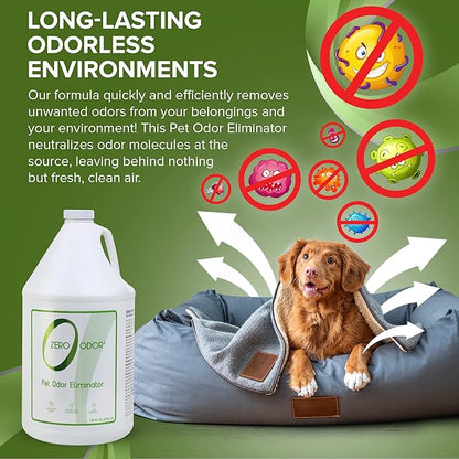 Zero Odor - Pet Odor Eliminator for strong odor, Eliminate Air &amp; Surface Odors – Patented Molecular Technology Best For Carpet, Furniture, Beds Smell Great Again (128 Ounces)