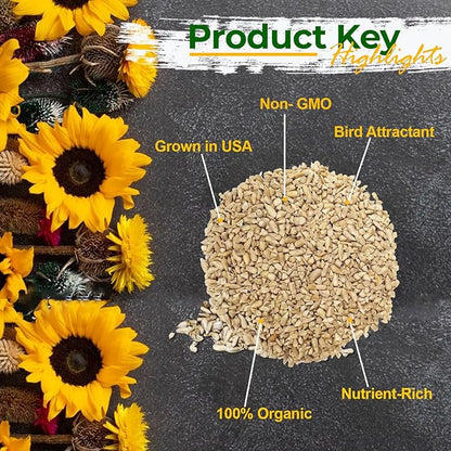 Wildlife Sunflower Hearts &amp; Chips for Bird Feeding and Wildlife Bird attracting, Non-GMO and USA Grown, 12 lbs
