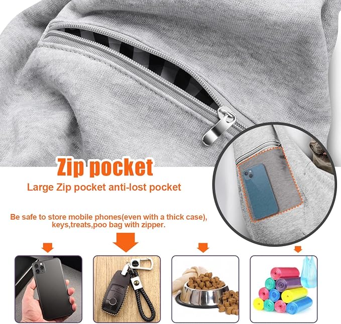 Tomkas Small Dog Sling Carrier - Zipper Pocket &amp; Adjustable Strap - for 3-10 lbs Pets(Grey) Puppy