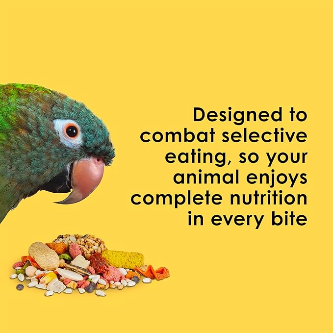 Kaytee Fiesta Big Bites Small Parrot &amp; Conure Food, Nutritious and Fun Blend, Supports Skin, Feather, Digestion, Brain and Heart Health, 4 pounds