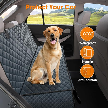 MIXJOY Dog Car Cover for Back Seat Cover Protector Waterproof Dog Seat Covers for Cars, Car Seat Protector for Dogs with 1 Dog Seat Belt, Nonslip Back Seat Cover for Kids, Trucks &amp; SUV, Grey
