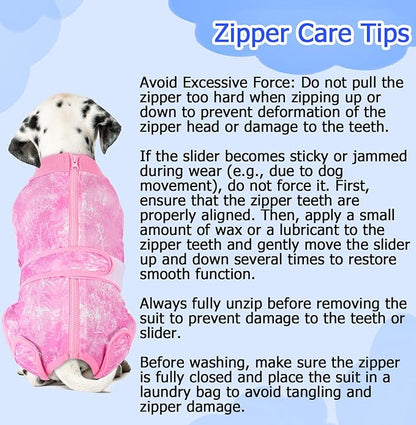 Lukovee Recovery Suit for Dogs, Zipper On Recovery Suit for Female Male Dog, Onesie Abdominal Wounds Cone E-Collar Alternative Prevent Licking Spay Recovery Suit (2TPI,M)