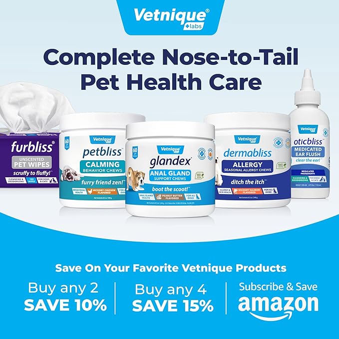 Vetnique Glandex Medicated Dog Butt Wipes or Spray for Dog Scooting - Topical Anti Itch Skin Relief for Soothing Inflamed Anal Glands in Dogs &amp; Cats - Fast Acting Formula (4oz Spray)