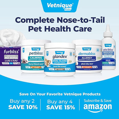Vetnique Glandex Medicated Dog Butt Wipes or Spray for Dog Scooting - Topical Anti Itch Skin Relief for Soothing Inflamed Anal Glands in Dogs &amp; Cats - Fast Acting Formula (4oz Spray)