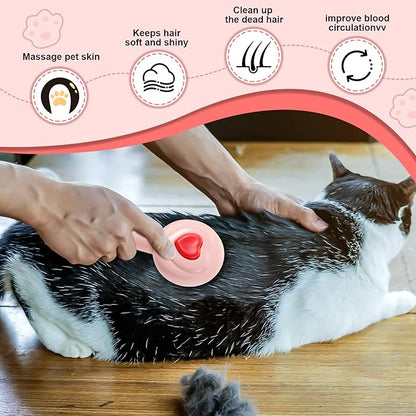 New cat brush&amp;dog brush,pet hair brush with Self Cleaning Button Easy to remove loose undercoat，Needle-tip massage beads, no harm to the skin,Lovely Heart Series(Green)