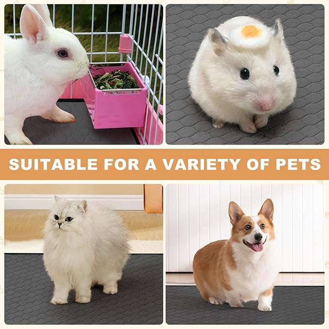 Washable Guinea Pig Liners for Cage, 2 Pack 24" X 47" Super Absorbent Reusable Guinea Pig Bedding Pee Pads Tarp Bottom for C&amp;C Cage with Rabbits, Bunny, Chinchesillas, and Other Small Animals