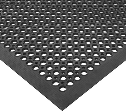 Ottomanson Heavy Duty Rubber Floor Mat – Non-Slip, Waterproof, Easy to Clean – Anti-Fatigue Mat for Commercial Kitchens, Restaurants, Workshops – Oil Resistant, Hose Washable – 36" x 60", Black