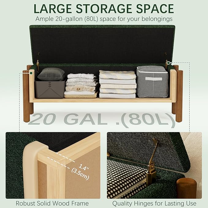 Modern Storage Benches with Walnut Wood Legs, 47&