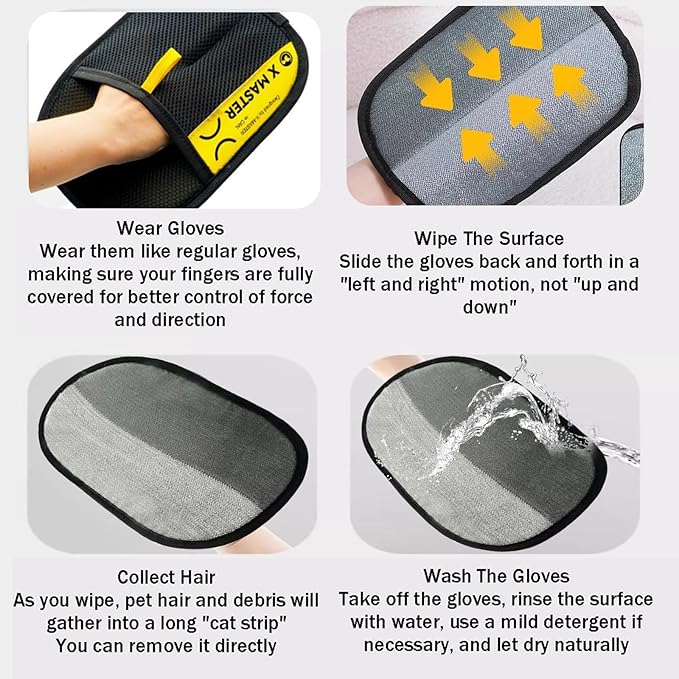 Pet Hair Removal Glove for Cats &amp; Dogs,Pet Hair Remover Electrostatic Gloves,Efficient Pet Grooming Gloves with Hair Comb,Reusable Cat &amp; Dog Hair Remover for Couch, Furniture, Carpet, Curtain(2PC)