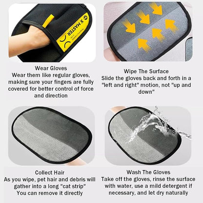Pet Hair Removal Glove for Cats &amp; Dogs,Pet Hair Remover Electrostatic Gloves,Efficient Pet Grooming Gloves,Reusable Cat &amp; Dog Hair Remover for Couch, Furniture, Carpet, Curtain(3PC)