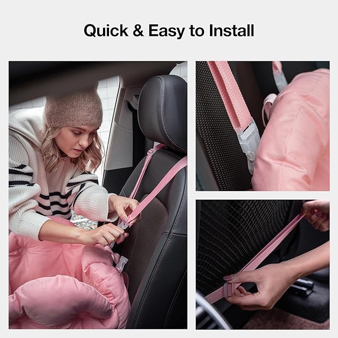 VETRESKA Dog Carrier Dog Car Seat for Small Dogs - Washable Cat Carrier Portable Puppy Bed for Car Seat of Easy Installation Pet Travel Carrier Bed with Storage Pocket &amp; Safety Clip-On Leas