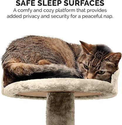Furhaven 49.5" Tall Cat Tree for Indoor Cats, Ft. Sisal Scratching Posts, Plush Ball Toy, &amp; Busy Box Toy - Tiger Tough Play Stairs Interactive Playground Tower - Cream, One Size