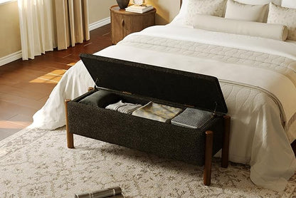 Modern Storage Benches with Walnut Wood Legs, 47&