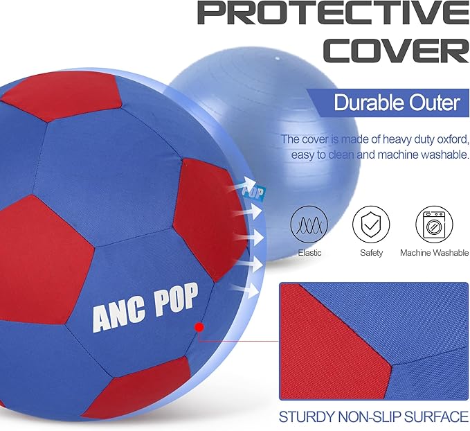 Herding Ball for Dogs Horse Ball &amp; Cover 25" for Horses Large with Hand Pump for Play, Blue and Red