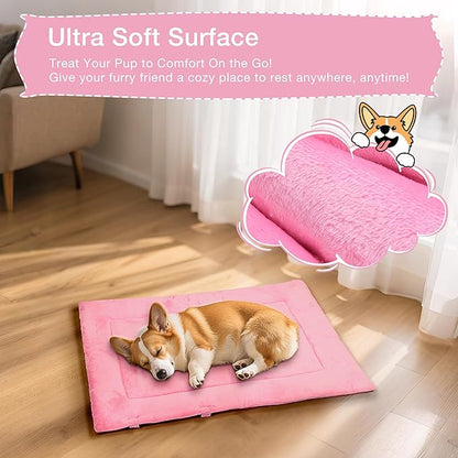 Kritter Planet Waterproof Foldable Dog Bed Pad for Camping &amp; Travel, Portable Roll-Up Dog Bed Car Seat Pet Cushion Mat with Handles for Medium &amp; Large Dogs, Indoor &amp; Outdoor Use