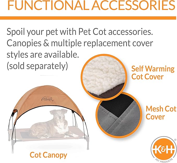 K&amp;H Pet Products Outdoor Elevated Dog Cot, Breathable Cooling Elevated Cot Hammock Pet Bed for Medium Dogs, Washable Mesh Cover, Raised Metal Frame, Collapsible, Portable - Medium 32 X 25in Camo