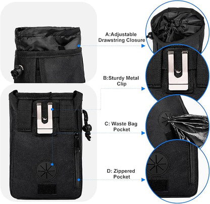 Dog Travel Bag, Airline Approved Pet Travel Bag with 2 Dog Treat Training Pouches for Weekend Pet Travel Supplies &amp; Accessories, Black