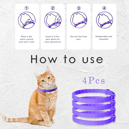 Simnice Calming Collar for Cats - 4 Pack, Cat Calming Collar, Adjustable Cat Pheromone Collars for Anxiety &amp; Stress Relief, Efficient and Comfort (Purple)