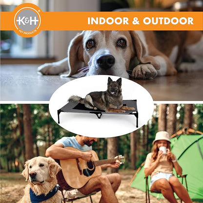 K&amp;H Pet Products Outdoor Elevated Dog Cot, Breathable Cooling Elevated Cot Hammock Pet Bed for XL Dogs, Washable Mesh Cover, Raised Metal Frame, Collapsible, Portable - Extra-Large 50 X 32 Charcoal