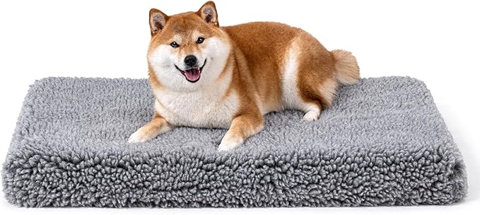 Stoutwool 4" Indestructible Dog Bed - Orthopedic Chew Proof Dog Crate Pad - Fluffy Kennel Mat for Aggressive Chewers - Ideal for Medium Breeds &amp; Fits 30-Inch Crate - 29"x18", Charcoal