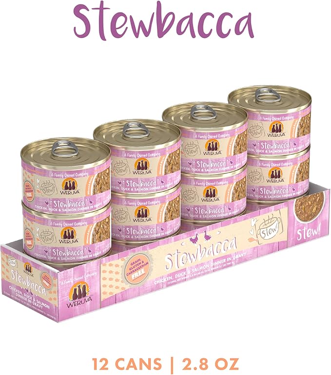 Weruva Classic Cat Stews!, Stewbacca with Chicken, Duck &amp; Salmon in Gravy, 2.8oz Can (Pack of 12)