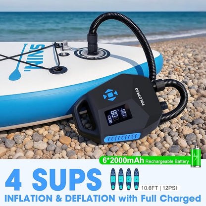 Paddle Board Pump, Rechargeable SUP Pump Electric, 20PSI Portable Paddleboard Pump with Inflation &amp; Deflation, Auto-Off for Inflatables, Kayak, Towable Tube and Air Mattress