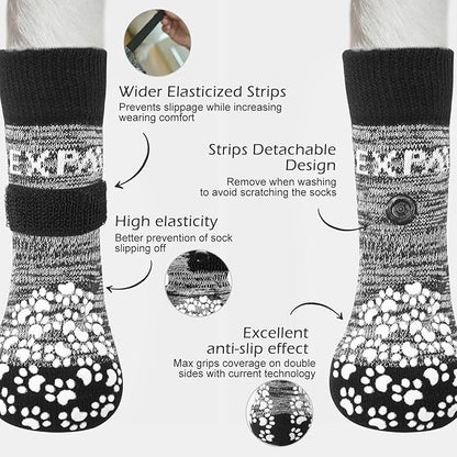 EXPAWLORER Anti Slip Dog Socks to Prevent Licking Paws, Dog Shoes for Hot Pavement, Dog Booties for Small Medium Large Senior Dogs, Traction Control Boots &amp; Paw Protectors for Hardwood Floors