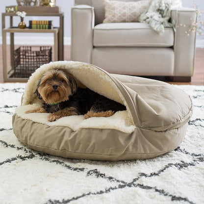 Snoozer Cozy Cave Dog Bed - Indoor Dog Bed with Cover Cave, Covered Calming Burrow for Medium &amp; Large Sized Pets with Blanket Attached, Enclosed, Washable - XL, Navy