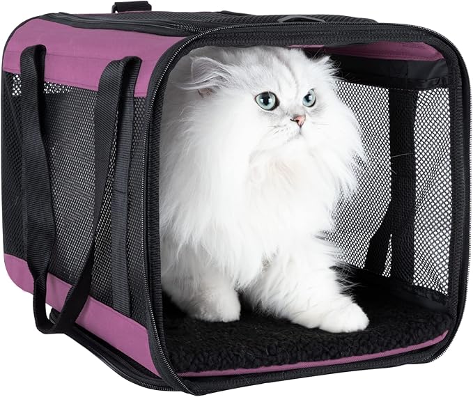 petisfam Soft Pet Carrier for Large and Medium Cats, 2 Kitties, Small Dogs. Easy to Get Cat in, Great for Cats That Don&
