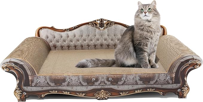 Sofa Shaped Scratching Couch,Thick Scratching Cardboard, Lounge Bed for Indoor Rest&amp;Play, Sofa Scratcher Pad (39.4" L X 14.4 "W X 14" H)