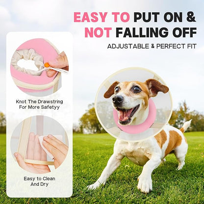 Soft Dog Cone Collar to Stop Licking-Adjustable Comfortable Mesh Recovery Collar After Surgery for Small or Miniature Dogs, Alternative to Plastic Elizabethan Collars for Neuter Incision Care (Pink,L)