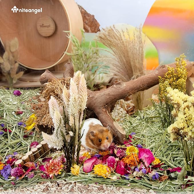 Niteangel Natural &amp; Soft Hamster Bedding Mate Small Animal Habitat Decor for Syrian Dwarf Hamsters Gerbils Mice Degus Bunny or Other Small-Sized Pet (Flowers Scent Path)