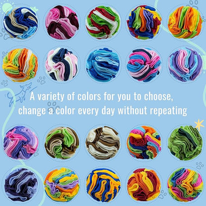 Pet Snuffle Ball, Puzzle Sniffing Interactive Dog Ball for Blind Dogs Training Stress Relief Dog Enrichment Toys Treat Machine Washable (20cm, Rainbow Color Upgrade)