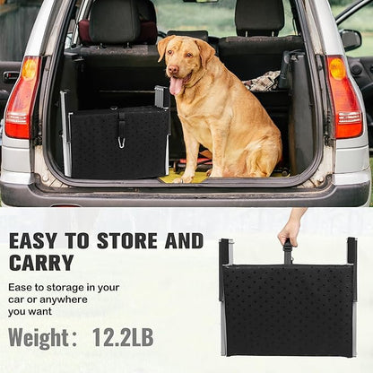 Niubya Portable Folding Dog Stairs for Cars, SUVs, Trucks - Lightweight Pet Ramp for Large Dogs with Non-Slip Surface - Reinforced Steps Support Up to 200 lb, 5 Steps