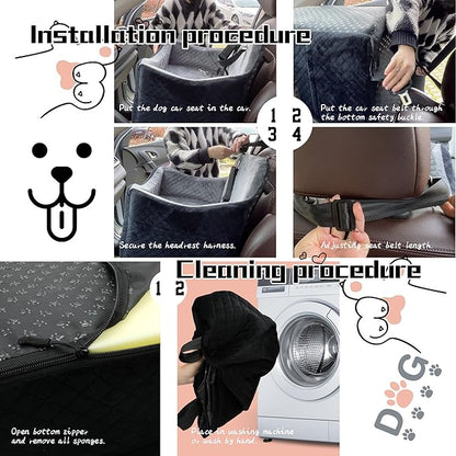 Dog Booster Car Seat for Dogs under 35lbs,Elevated Pets Seat with Safety Strap,Ultra Soft Fabric and Memory Foam Car Dog Bed,Safety,Comfy,Non-Slip&amp;Washable Carseat Cushion for Travel,Cars,SUV.(H-Grey)
