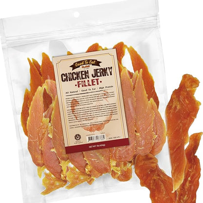 Gootoe Chicken Fillet Jerky Dog Treats 1 lb, All Natural, Grain-Free, High-Protein, Low Fat, Healthy &amp; Easily Digestible