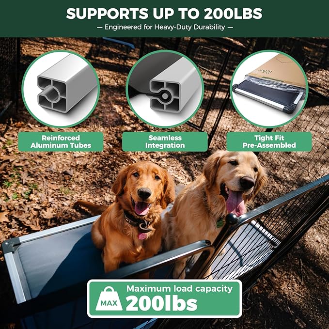 FXW TitanNest Chew-Proof Elevated Dog Bed, Raised Cot for Indoor/Outdoor/Camping Use, Durable &amp; Washable Padded Pet Bed for Medium Dogs, 42.0" L x 27.0" W x 5.0" H, Gray
